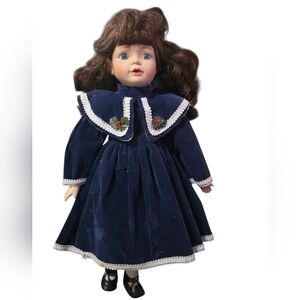 Classic Blue Velvet Doll with Brown Hair